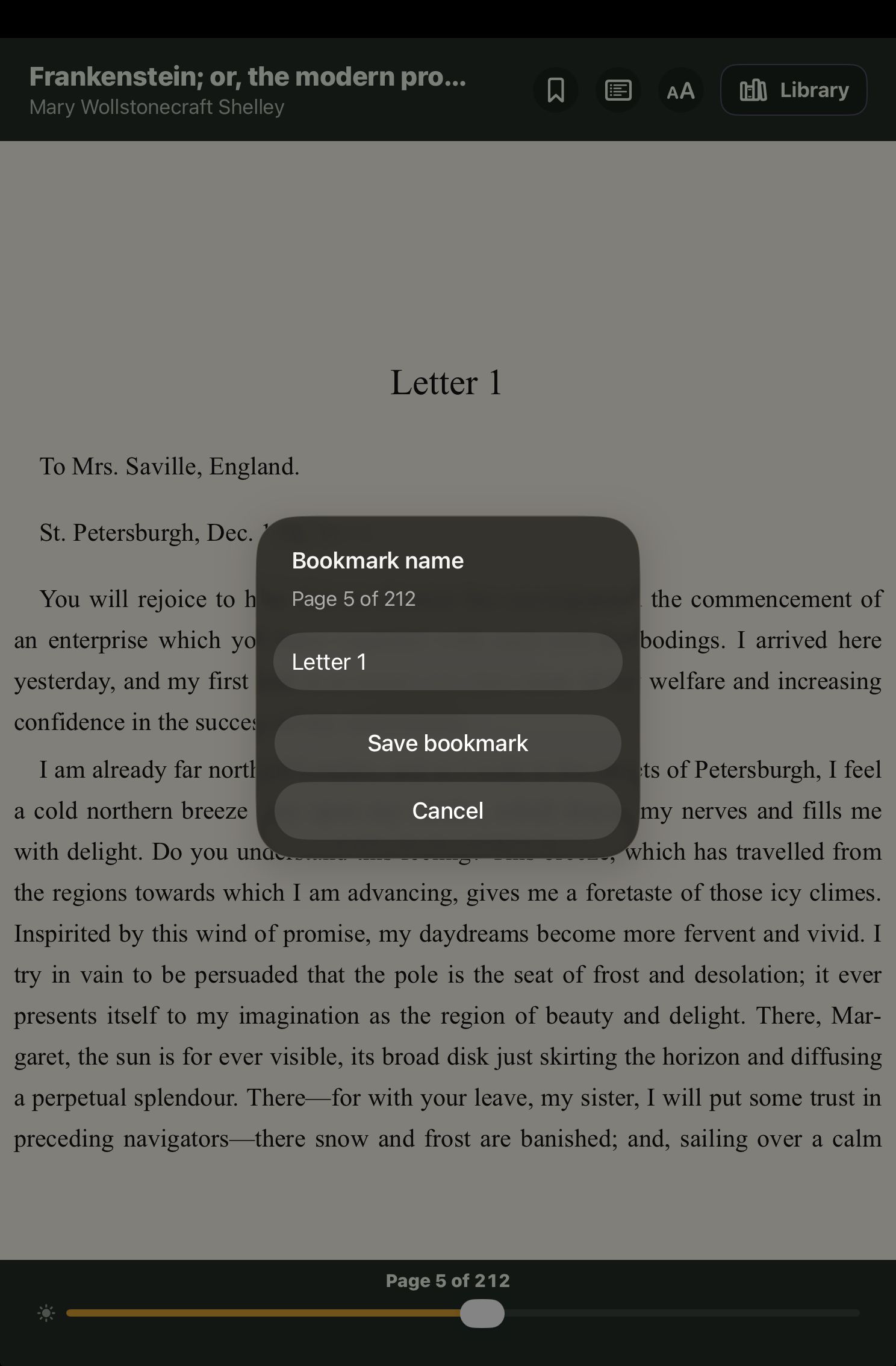 CoreNode Reader bookmark dialog